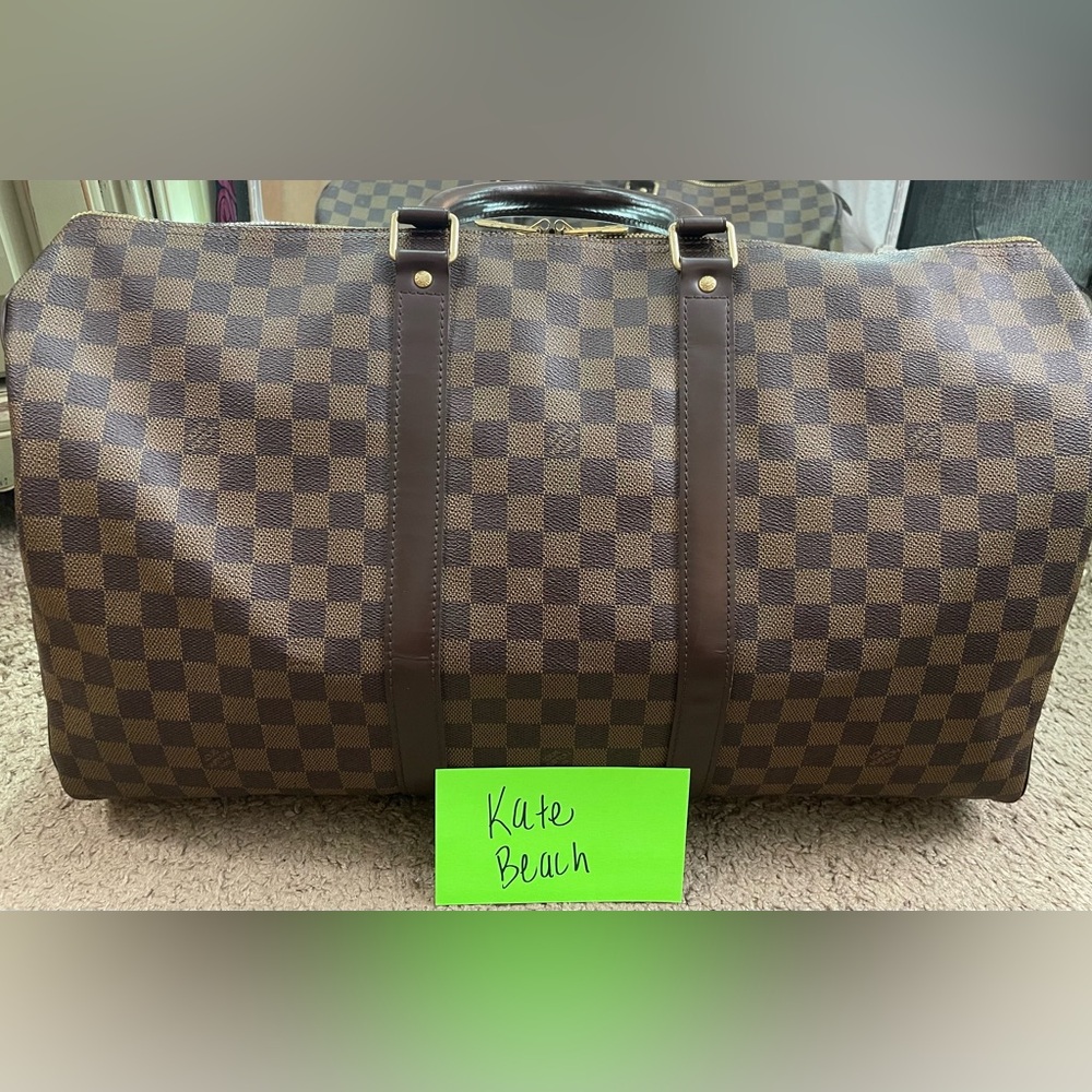 SOLD Louis Vuitton Canvas Damier Ebene Bandoulière Keepall 55